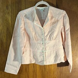 J. JILL Peach Linen Fitted Top Sz 2 Petite